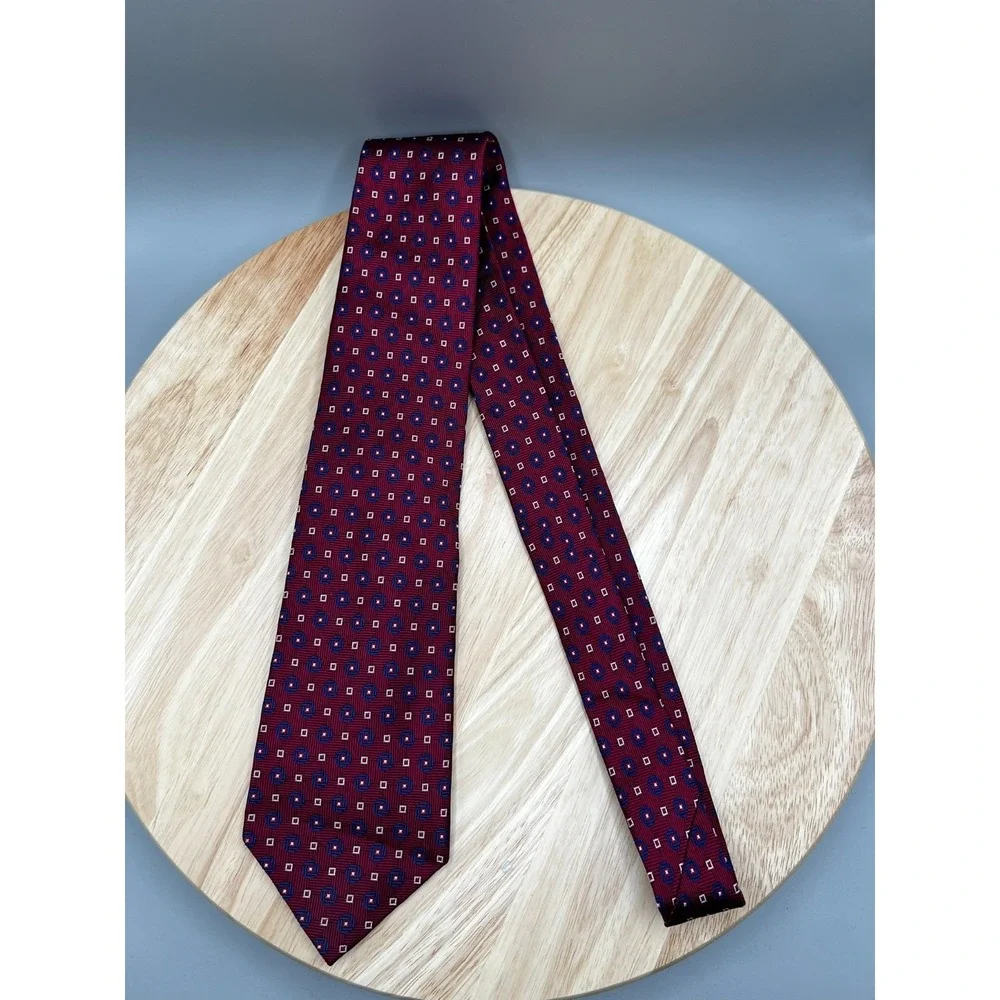 Lauren Ralph Lauren Silk Tie Red Blue Geometric Pattern‎ L:59.5